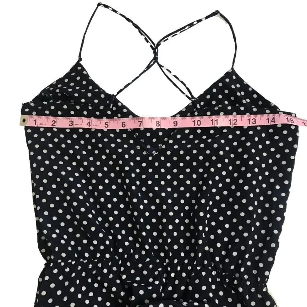 Zara Trafaluc Navy and white‎ polka dot Romper
